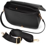 Dámská kabelka crossbody z eko kůže s klopou a dvěma popruhy - černá - 4