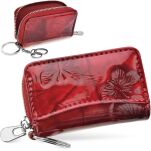 Elegantní kožený organizér na klíče - červený - 4