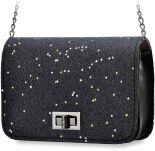 Třpytivé psaníčko lesklá dámská kabelka s řetízkem - stříbrná - 2