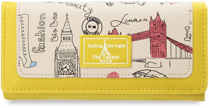 Módní dámská peněženka se vzorem londýna žlutá