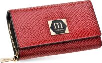 Monnari lakovaná dámská kožená exkluzivní peněženka na zip a patentky - červená - 2