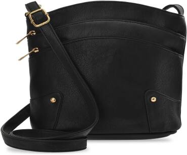 Victoria&co prostorná městská crossbody dámská kabelka s kapsami na zip přes rameno - černá