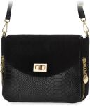 Dámská kožená taška vera pelle italská semišová kožená crossbody kabelka s reliéfním vzorem - 3