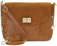 Dámská kožená taška vera pelle italská semišová kožená crossbody kabelka s reliéfním vzorem - 6