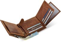 Prostorná kožená pánská peněženka always wild proti krádeži - camel - 6