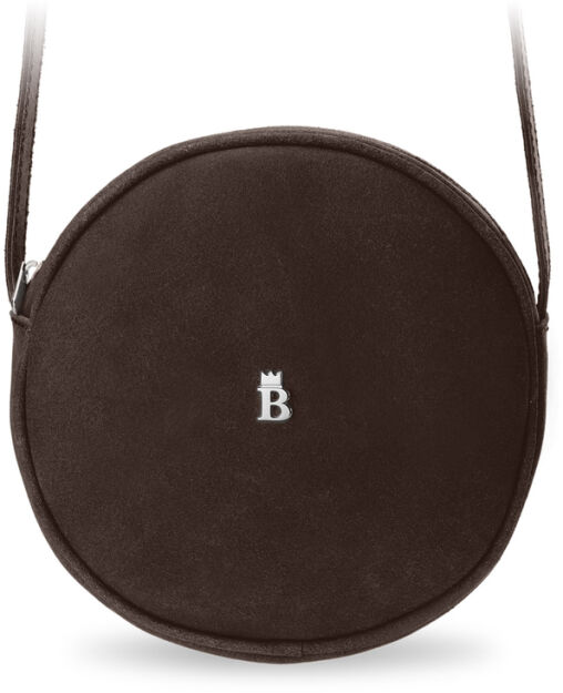 Kulatá dámská kožená crossbody kabelka Baleine - pravá kůže - tmavě hnědá