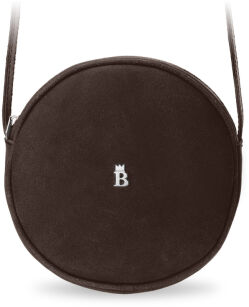 Kulatá dámská kožená crossbody kabelka Baleine - pravá kůže - tmavě hnědá