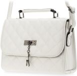 Pevná dámská kabelka kufřík prošívaná kůže bílá - 2