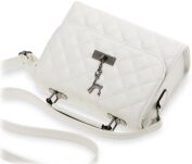 Pevná dámská kabelka kufřík prošívaná kůže bílá - 4