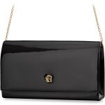 Elegantní lakovaná psaníčko dámská kabelka s řetízkem - černá - 3