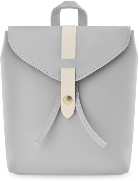 Klasický dámský elegantní batoh malý batůžek se šňůrkami a klopou - šedý