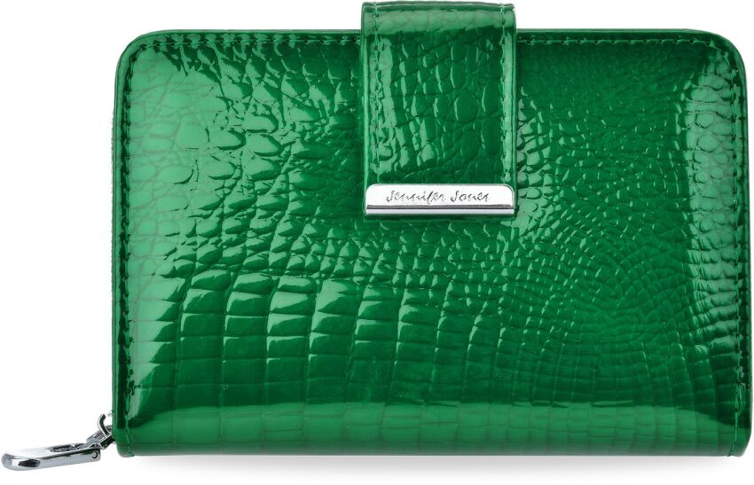 Kožená dámská peněženka JENNIFER JONES lakovaná peněženka – zelená