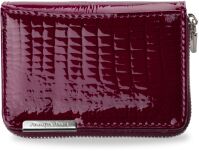 Lakovaná elegantní dámská peněženka malá peněženka na zip - burgundská - 6