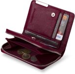 Lakovaná elegantní dámská peněženka malá peněženka na zip - burgundská - 4