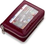Lakovaná elegantní dámská peněženka malá peněženka na zip - burgundská - 2
