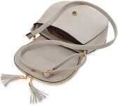 Výjimečná listonoška s klopou dámská kabelka třásně - béžová - 3