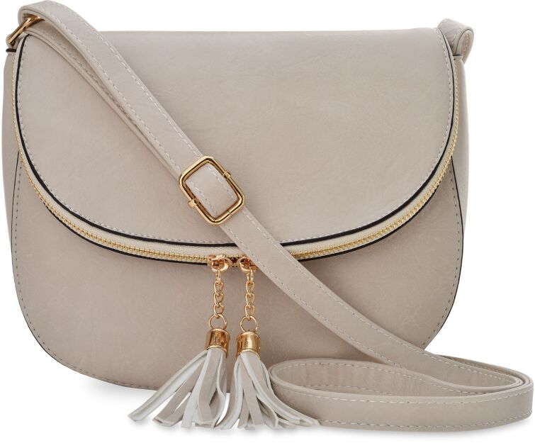 Výjimečná listonoška s klopou dámská kabelka třásně - béžová