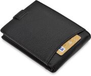Kožená peněženka pánská horizontální elegantní peněženka z přírodní kůže se zapínáním rozkládací RFID - černá - 3