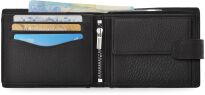 Kožená peněženka pánská horizontální elegantní peněženka z přírodní kůže se zapínáním rozkládací RFID - černá - 4