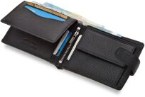 Kožená peněženka pánská horizontální elegantní peněženka z přírodní kůže se zapínáním rozkládací RFID - černá - 6