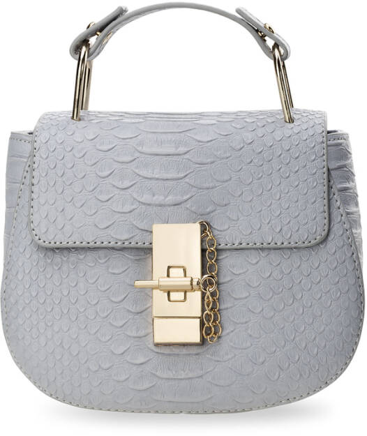 Chvatný dámský elegantní kufřík kabelka zdobená ražením imitace krokodýlí kůže šedý