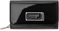 Dámská peněženka s klopou Monnari, peněženka na zip a patent - luxusní lakovaná - černá se stříbrnou. - 4