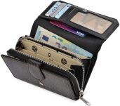 Dámská peněženka s klopou Monnari, peněženka na zip a patent - luxusní lakovaná - černá se stříbrnou. - 3