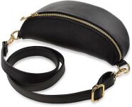 Dámská kožená taška klasická elegantní ledvinka italská kebalka z pravé kůže - černá - 2