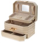 Velká elegantní šperkovnice pouzdro na šperky Monnari kosmetická krabička organizér – béžová. - 3