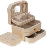 Velká elegantní šperkovnice pouzdro na šperky Monnari kosmetická krabička organizér – béžová. - 2