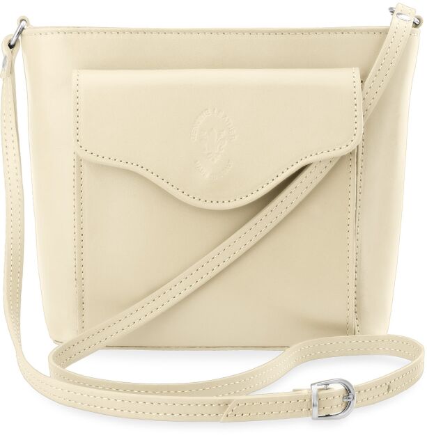 Dámská kožená crossbody kabelka italská 100% pravá kůže - krémová