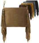 Semišová dámská kabelka listonoška styl boho s třásněmi - 2