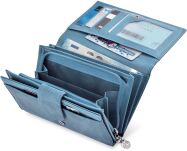 Dámská objemná peněženka z přírodní mramorově hladké kůže peněženka na mince jennifer jones na zip - světle modrá - 3