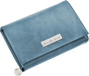 Dámská objemná peněženka z přírodní mramorově hladké kůže peněženka na mince jennifer jones na zip - světle modrá - 2