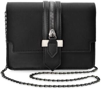 Stylová dámská kabelka listonoška s ozdobným zipem - černá