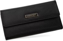 Monnari elegantní lakovaná dámská velká kožená peněženka s vyraženým 3d vzorem + dárková krabička - černá - 2