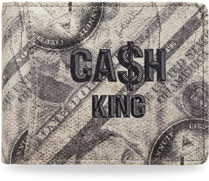 Mládežnická horizontální peněženka s originálním vzorem - cash, béžová