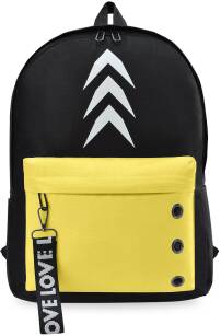 Školní cestovní batoh pro mládež s kapsou přívěškem a logem - černo-žlutá