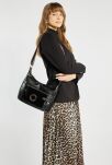 Monnari taška na vzorovaném popruhu velká kabelka crossbody - černá - 6
