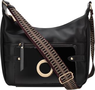 Monnari taška na vzorovaném popruhu velká kabelka crossbody - černá