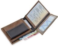 Pánská kožená peněženka horizontální z matné nubukové kůže - béžová - 2