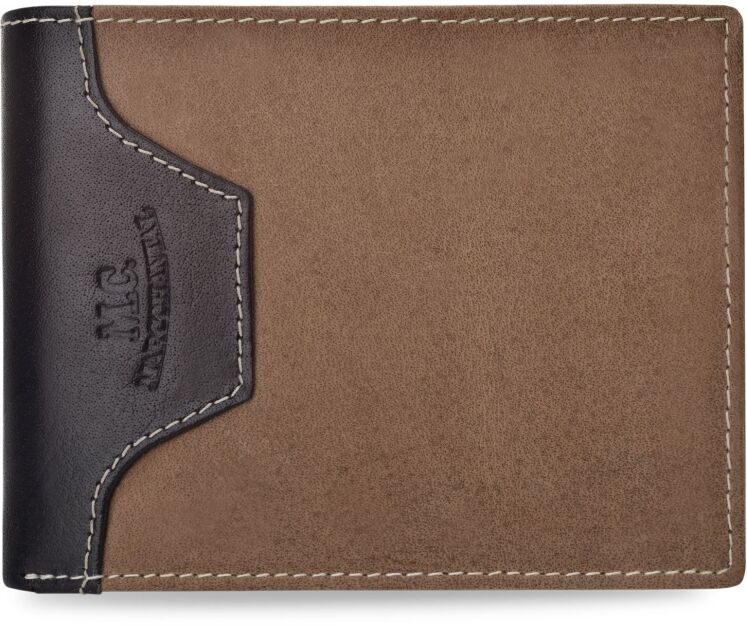 Pánská kožená peněženka horizontální z matné nubukové kůže - béžová