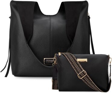Monnari dámská taška pytel shopper volná kabelka 2v1 + crossbody - černá