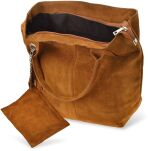 Italská kožená dámská taška pojemná velká kabelka boho semišová taška s přívěskem třásněmi - 4