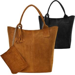 Italská kožená dámská taška pojemná velká kabelka boho semišová taška s přívěskem třásněmi