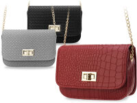 Elegantní dámský kufřík s ražením a řetízkem černá - 5