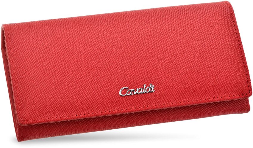 Klasická prostorná dámská peněženka Cavaldi velká elegantní peněženka na klip - červená