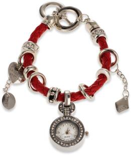 Náramek s hodinkami přívěšky charms -  červený