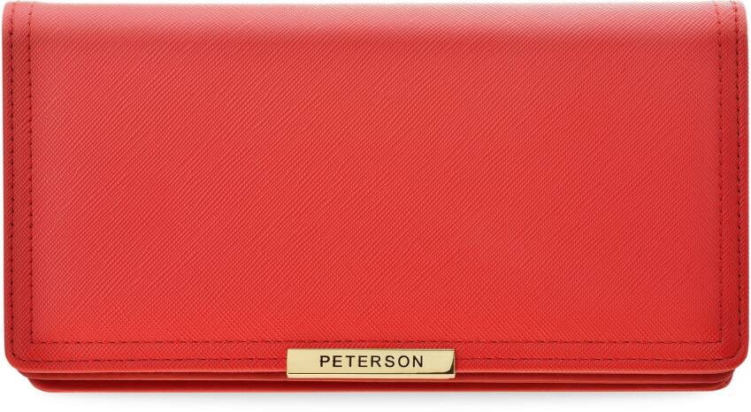 PETERSON elegantní klasická dámská peněženka velká kožená kabelka rfid prostorná sbalitelná ve stylové dárkové krabičce - červená