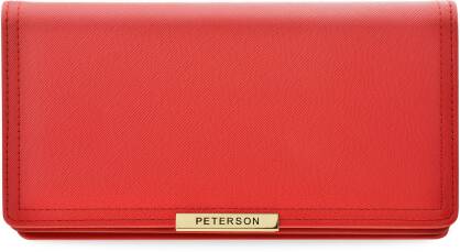 PETERSON elegantní klasická dámská peněženka velká kožená kabelka rfid prostorná sbalitelná ve stylové dárkové krabičce - červená